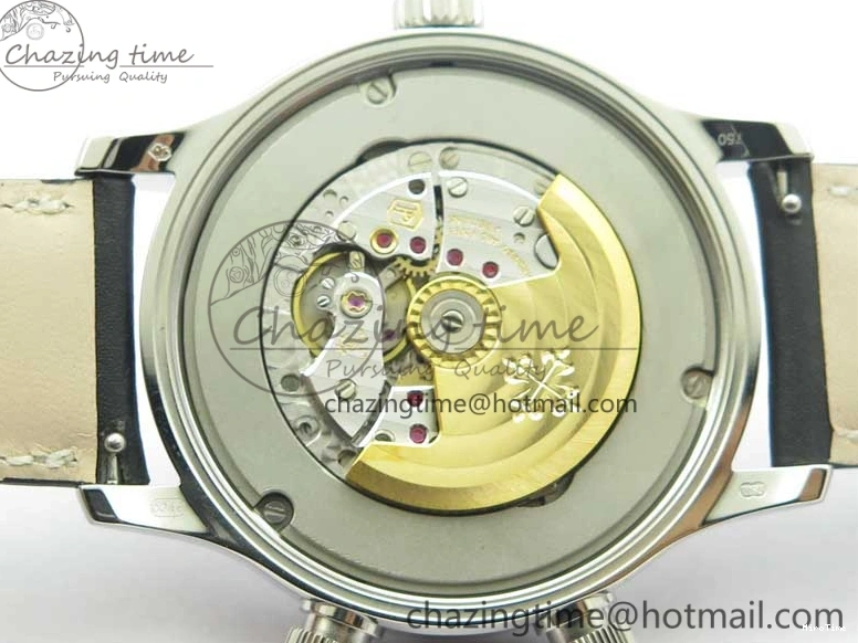 MIROTIME 0418 Practical Calatrava 5524 Pilot Travel Time SS GRF Blue Dial on Black Leather Strap A324 V 7107